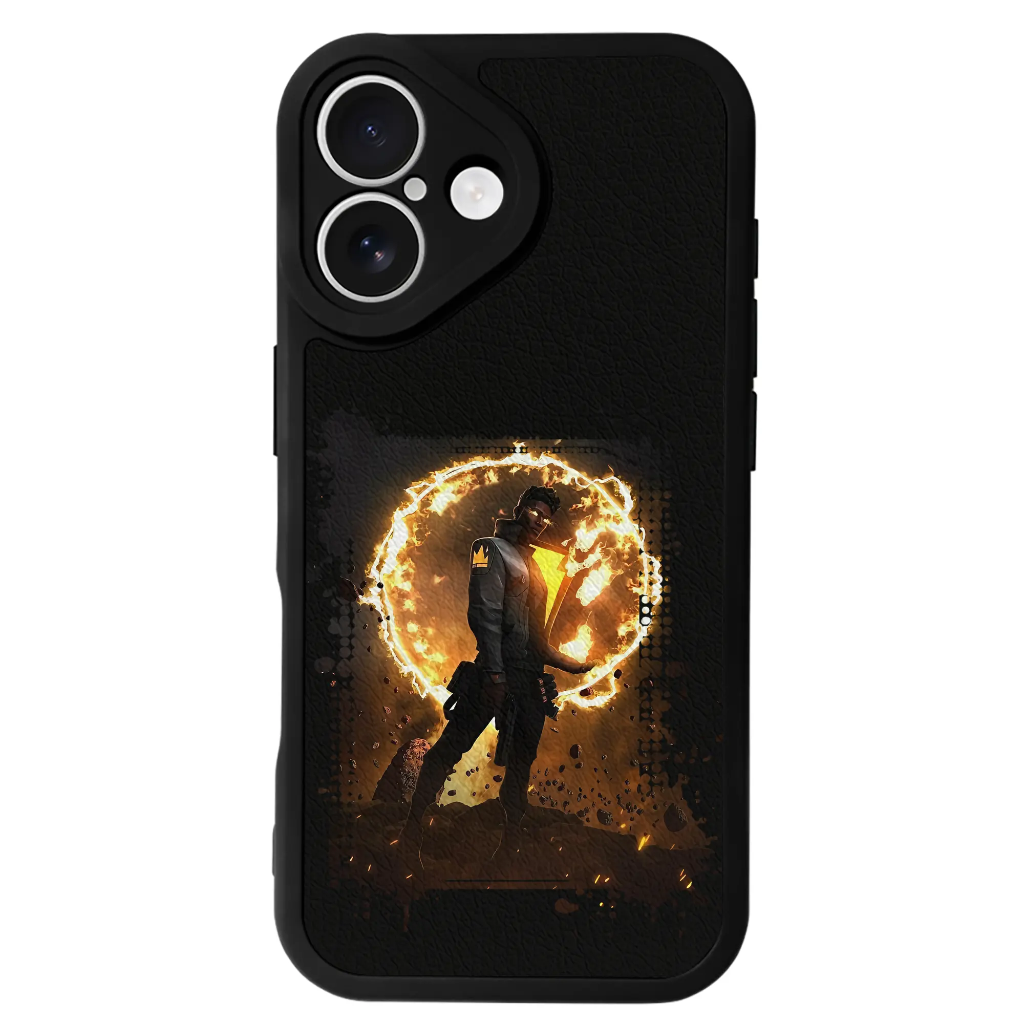 VALORANT グッズ,フェニックス - IPhone 16シリーズ対応 ・ シリコンスマホケース ・ レザー調 ・ 高精度フィット ・ 耐衝撃 ・ ワイヤレス充電対応 ・ 精密カット